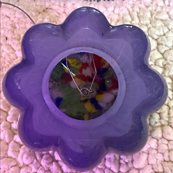 Multicolor hand blown Glass Flower Ornament - Picture 3 of 5